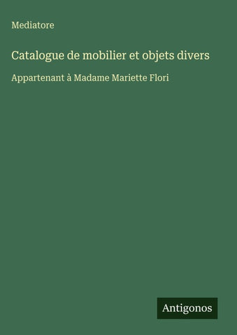 Catalogue de mobilier et objets divers