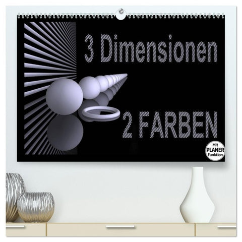 3 Dimensionen - 2 Farben (hochwertiger Premium Wandkalender 2026 DIN A2 quer), Kunstdruck in Hochglanz