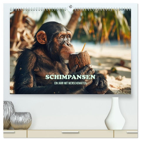 Schimpansen - Ein Jahr mit Menschenaffen. (hochwertiger Premium Wandkalender 2026 DIN A2 quer), Kunstdruck in Hochglanz