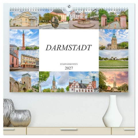 Darmstadt Stadtansichten (hochwertiger Premium Wandkalender 2027 DIN A2 quer), Kunstdruck in Hochglanz