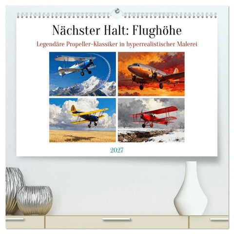 Nächster Halt: Flughöhe (hochwertiger Premium Wandkalender 2027 DIN A2 quer), Kunstdruck in Hochglanz