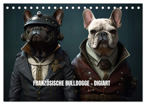 Französische Bulldogge KI Digiart (Tischkalender 2027 DIN A5 quer), CALVENDO Monatskalender