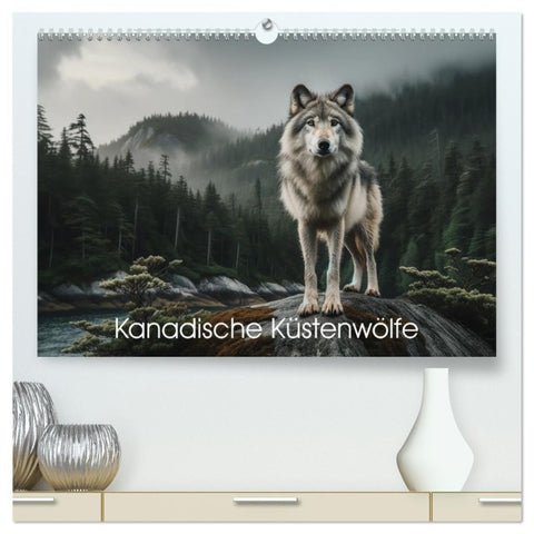 Kanadische Küstenwölfe (hochwertiger Premium Wandkalender 2027 DIN A2 quer), Kunstdruck in Hochglanz