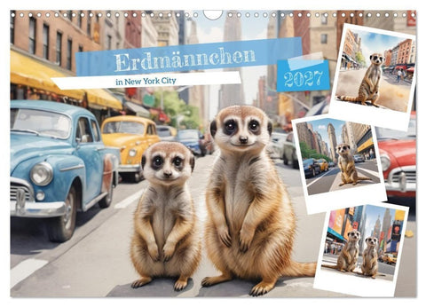 Erdmännchen in New York City (Wandkalender 2027 DIN A3 quer), CALVENDO Monatskalender