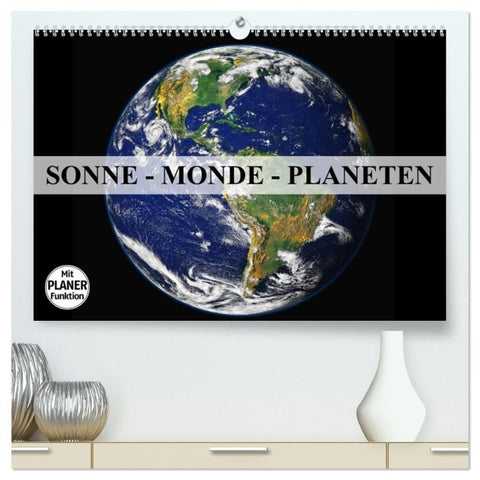 Sonne, Monde und Planeten (hochwertiger Premium Wandkalender 2026 DIN A2 quer), Kunstdruck in Hochglanz