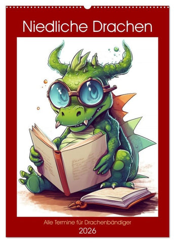 Niedliche Drachen (Wandkalender 2026 DIN A2 hoch), CALVENDO Monatskalender