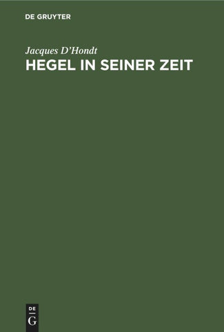 Hegel in seiner Zeit
