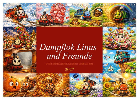 Dampflok Linus und Freunde (Wandkalender 2027 DIN A3 quer), CALVENDO Monatskalender