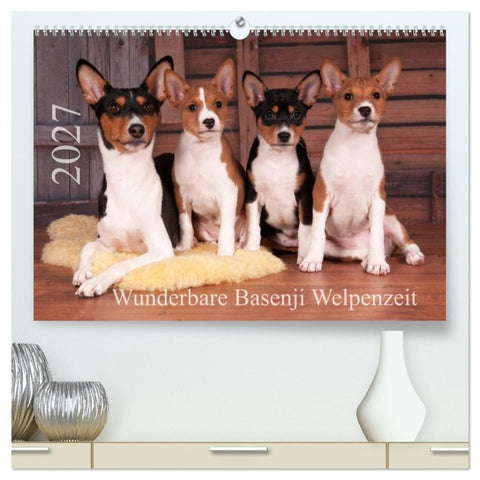 Wunderbare Basenji Welpenzeit (hochwertiger Premium Wandkalender 2027 DIN A2 quer), Kunstdruck in Hochglanz