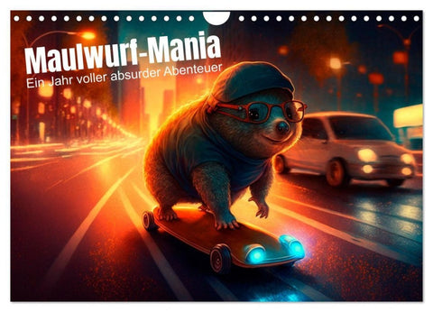 Maulwurf Mania Ein Jahr voller absurder Abenteuer (Wandkalender 2027 DIN A4 quer), CALVENDO Monatskalender