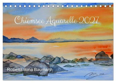 Chiemsee Aquarelle (Tischkalender 2027 DIN A5 quer), CALVENDO Monatskalender