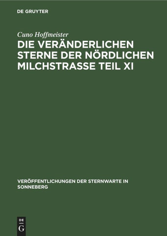Die veränderlichen Sterne der nördlichen Milchstraße Teil XI
