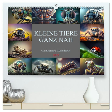 Kleine Tiere ganz nah (hochwertiger Premium Wandkalender 2027 DIN A2 quer), Kunstdruck in Hochglanz