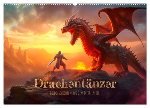 Drachentänzer - Bildgeschichten aus dem Mittelalter (Wandkalender 2026 DIN A2 quer), CALVENDO Monatskalender