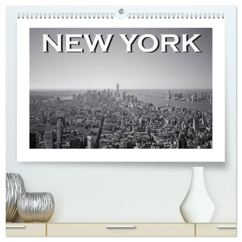 New York in schwarz weiss (hochwertiger Premium Wandkalender 2027 DIN A2 quer), Kunstdruck in Hochglanz