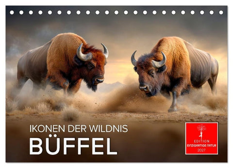 Büffel - Ikonen der Wildnis (Tischkalender 2027 DIN A5 quer), CALVENDO Monatskalender
