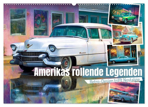 Amerikas rollende Legenden - Retro-Design trifft Nostalgie (Wandkalender 2026 DIN A2 quer), CALVENDO Monatskalender