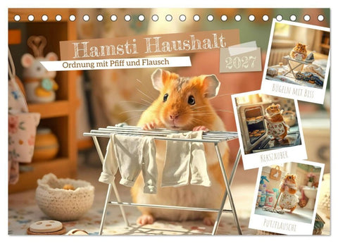 Hamsti Haushalt - Ordnung mit Pfiff und Flausch (Tischkalender 2027 DIN A5 quer), CALVENDO Monatskalender