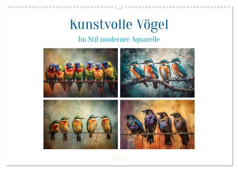 Kunstvolle Vögel (Wandkalender 2027 DIN A2 quer), CALVENDO Monatskalender