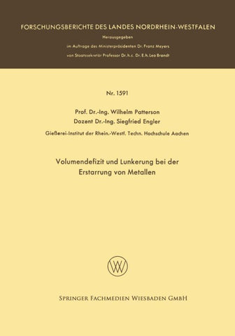 Volumendefizit und Lunkerung bei der Erstarrung von Metallen