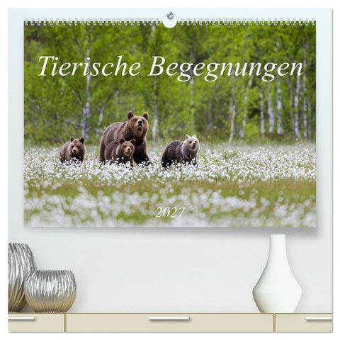 Tierische Begegnungen (hochwertiger Premium Wandkalender 2027 DIN A2 quer), Kunstdruck in Hochglanz