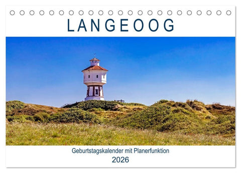 Langeoog Geburtstagskalender (Tischkalender 2026 DIN A5 quer), CALVENDO Monatskalender