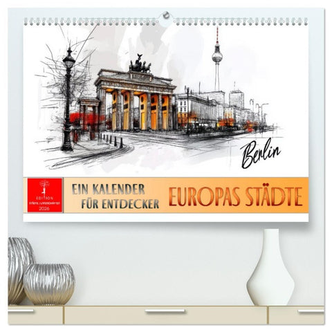 Europas Städte - ein Kalender für Entdecker (hochwertiger Premium Wandkalender 2026 DIN A2 quer), Kunstdruck in Hochglanz