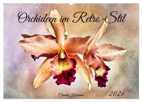 Orchideen im Retro-Stil (Wandkalender 2026 DIN A2 quer), CALVENDO Monatskalender