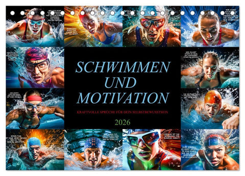 Schwimmen und Motivation (Tischkalender 2026 DIN A5 quer), CALVENDO Monatskalender