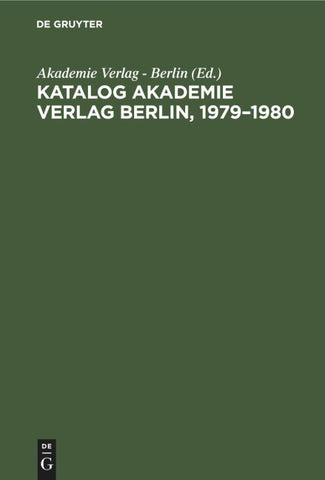 Katalog Akademie Verlag Berlin, 1979–1980