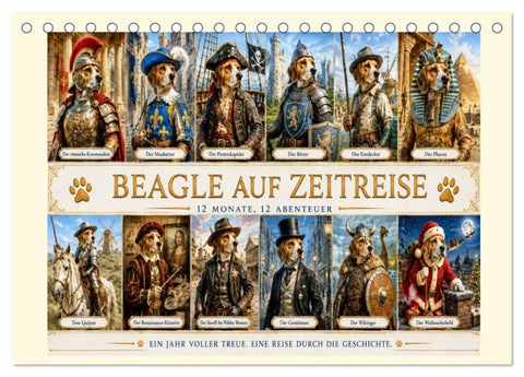 Beagle auf Zeitreise (Tischkalender 2027 DIN A5 quer), CALVENDO Monatskalender