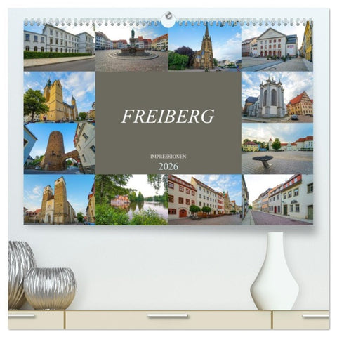 Freiberg Impressionen (hochwertiger Premium Wandkalender 2026 DIN A2 quer), Kunstdruck in Hochglanz