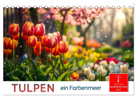 Tulpen - ein Farbenmeer (Tischkalender 2026 DIN A5 quer), CALVENDO Monatskalender