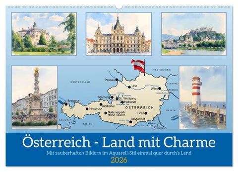 Österreich - Land mit Charme (Wandkalender 2026 DIN A2 quer), CALVENDO Monatskalender