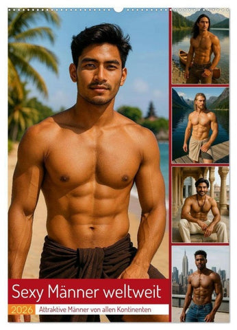 Sexy Männer weltweit (Wandkalender 2026 DIN A2 hoch), CALVENDO Monatskalender