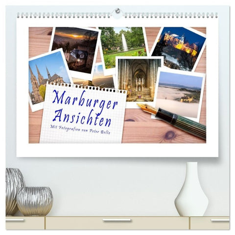 Marburger Ansichten (hochwertiger Premium Wandkalender 2027 DIN A2 quer), Kunstdruck in Hochglanz