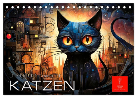 Katzen - die Nacht erwacht (Tischkalender 2027 DIN A5 quer), CALVENDO Monatskalender