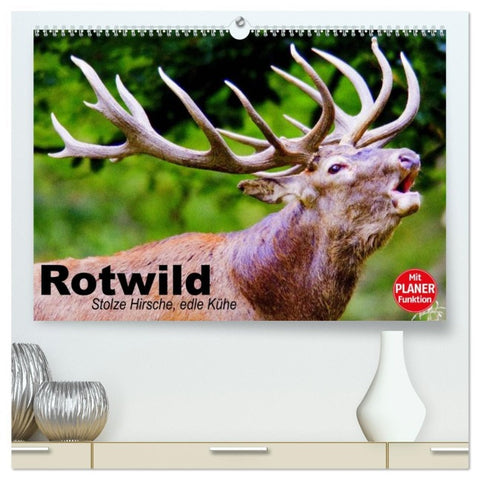 Rotwild. Edle Hirsche, stolze Kühe (hochwertiger Premium Wandkalender 2026 DIN A2 quer), Kunstdruck in Hochglanz