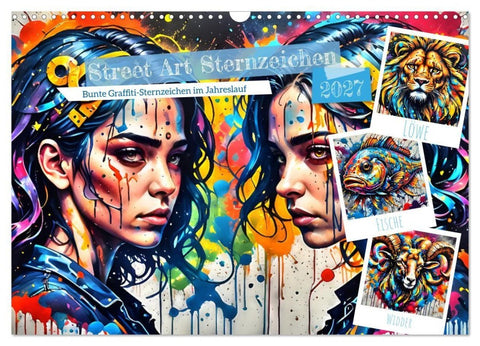 Street Art Sternzeichen (Wandkalender 2027 DIN A3 quer), CALVENDO Monatskalender