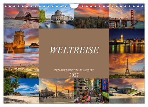 Weltreise - In zwölf Monaten um die Welt (Wandkalender 2027 DIN A4 quer), CALVENDO Monatskalender