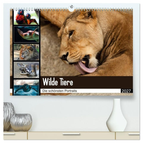 Wilde Tiere - Die schönsten Portraits (hochwertiger Premium Wandkalender 2027 DIN A2 quer), Kunstdruck in Hochglanz