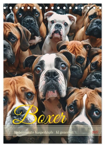 Boxer - Liebenswerte Kasperköpfe (Tischkalender 2027 DIN A5 hoch), CALVENDO Monatskalender