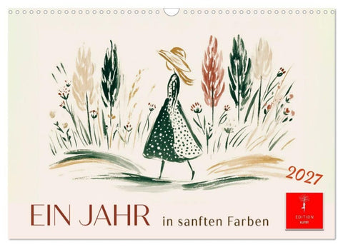 Ein Jahr in sanften Farben (Wandkalender 2027 DIN A3 quer), CALVENDO Monatskalender