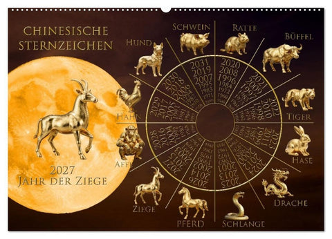 Chinesische Sternzeichen (Wandkalender 2027 DIN A2 quer), CALVENDO Monatskalender