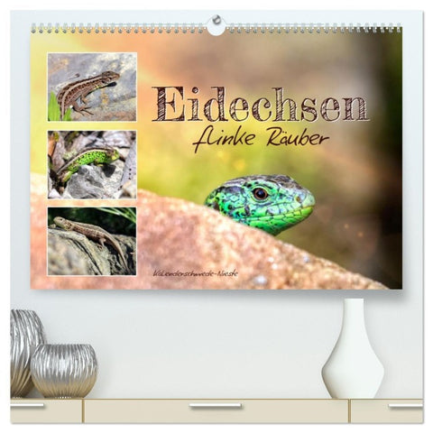 Eidechsen, flinke Räuber (hochwertiger Premium Wandkalender 2026 DIN A2 quer), Kunstdruck in Hochglanz