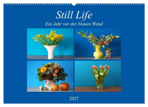 Still Life - Blumen vor der blauen Wand (Wandkalender 2027 DIN A2 quer), CALVENDO Monatskalender