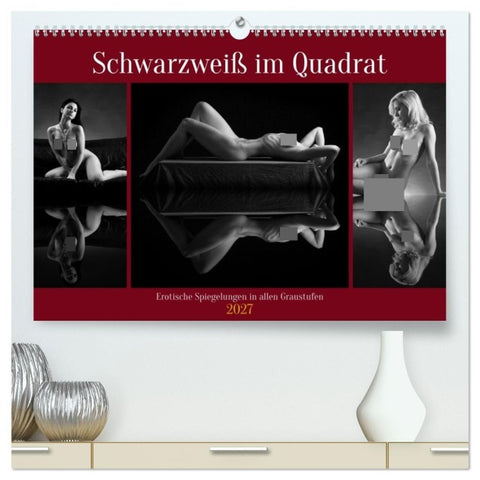 Schwarzweiß im Quadrat (hochwertiger Premium Wandkalender 2027 DIN A2 quer), Kunstdruck in Hochglanz