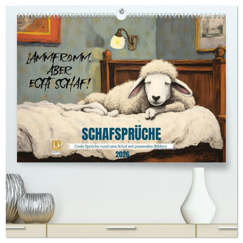 Schafsprüche (hochwertiger Premium Wandkalender 2026 DIN A2 quer), Kunstdruck in Hochglanz