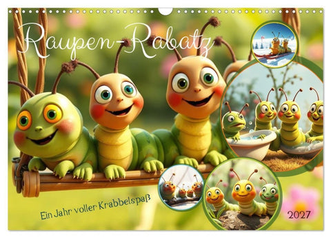 Raupen-Rabatz - Ein Jahr voller Krabbelspaß (Wandkalender 2027 DIN A3 quer), CALVENDO Monatskalender