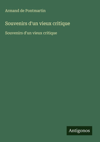 Souvenirs d'un vieux critique